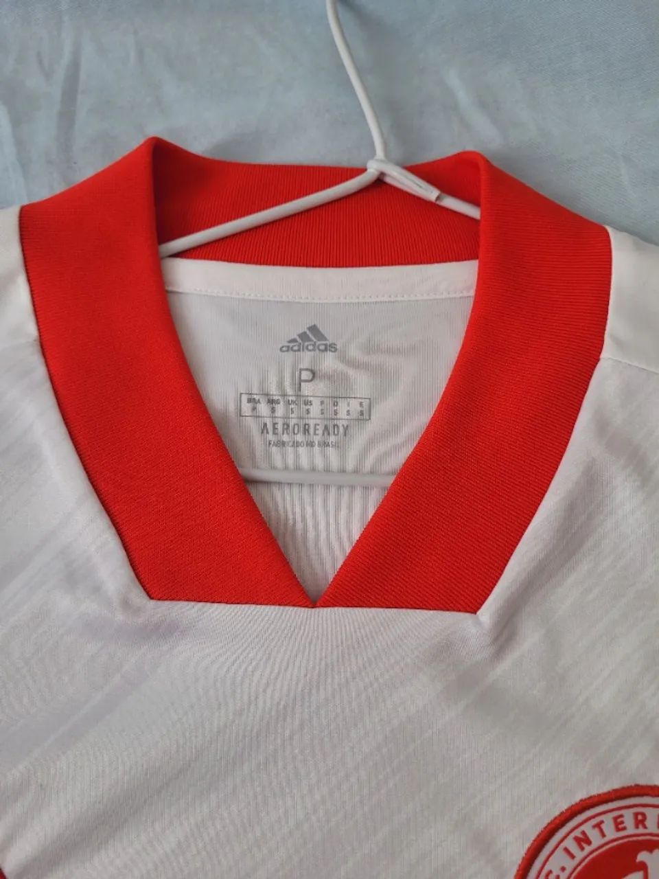 Camisa Internacional Branca Adidas 2021 - Original - Laterais Vermelhas - Foto 5