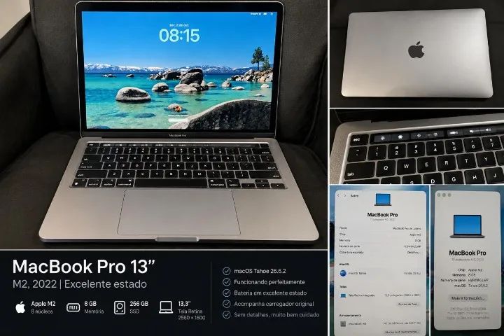 MacBook Pro 13 M2 2022 | 8GB RAM | 256GB SSD | Excelente Estado