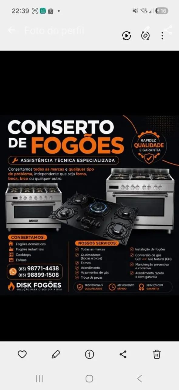 Conserto de fogões 
