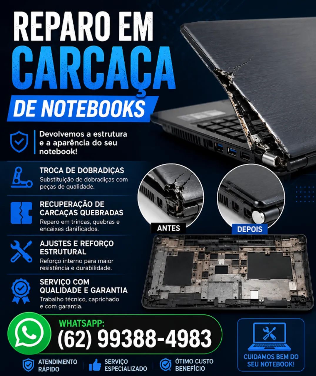 reparo de carcaça de notebooks 