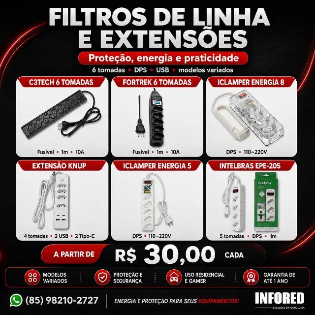 Filtros de Linha e Extensões