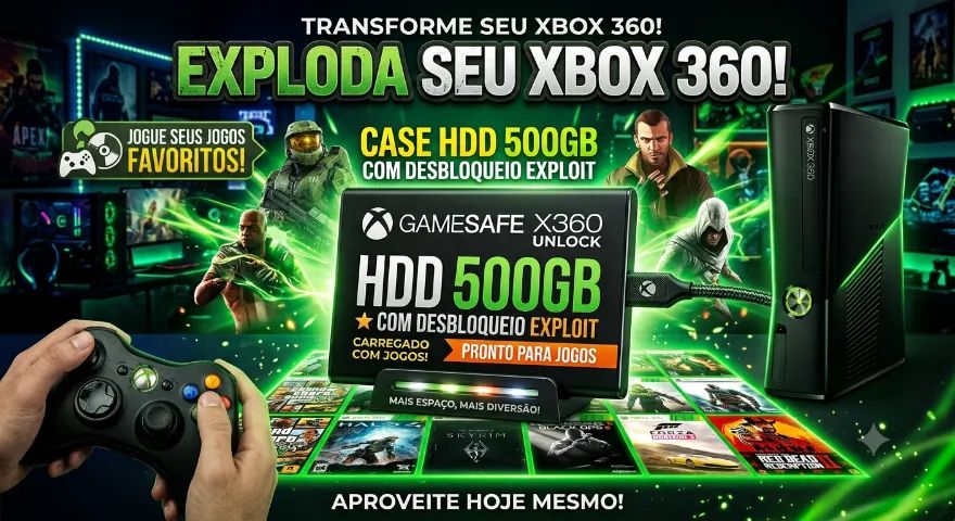 HD 500GB para Xbox 360 - Com Exploit