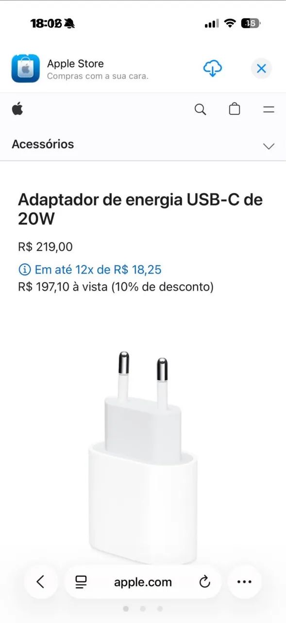 Fonte carregador fast Apple USB-C 20w - Foto 3