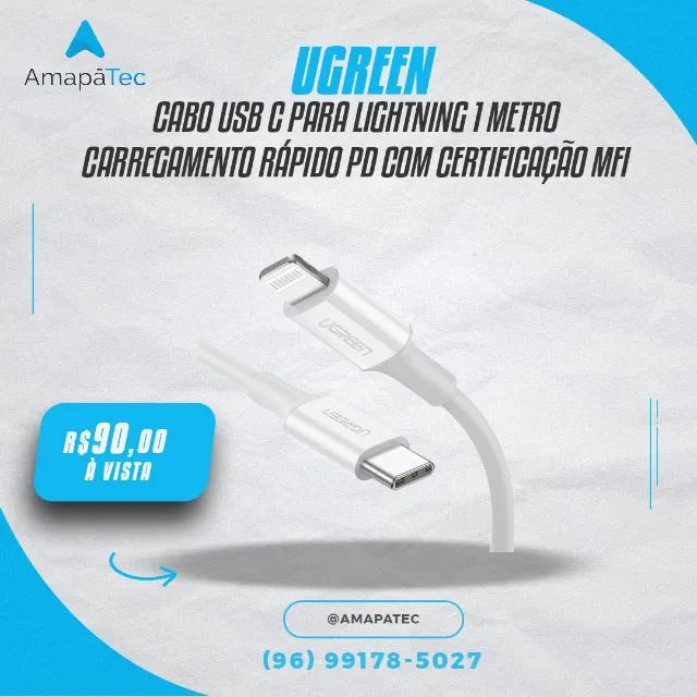 Cabo Ugreen Usb-C /  Lightning 1 Metro Mfi 3a