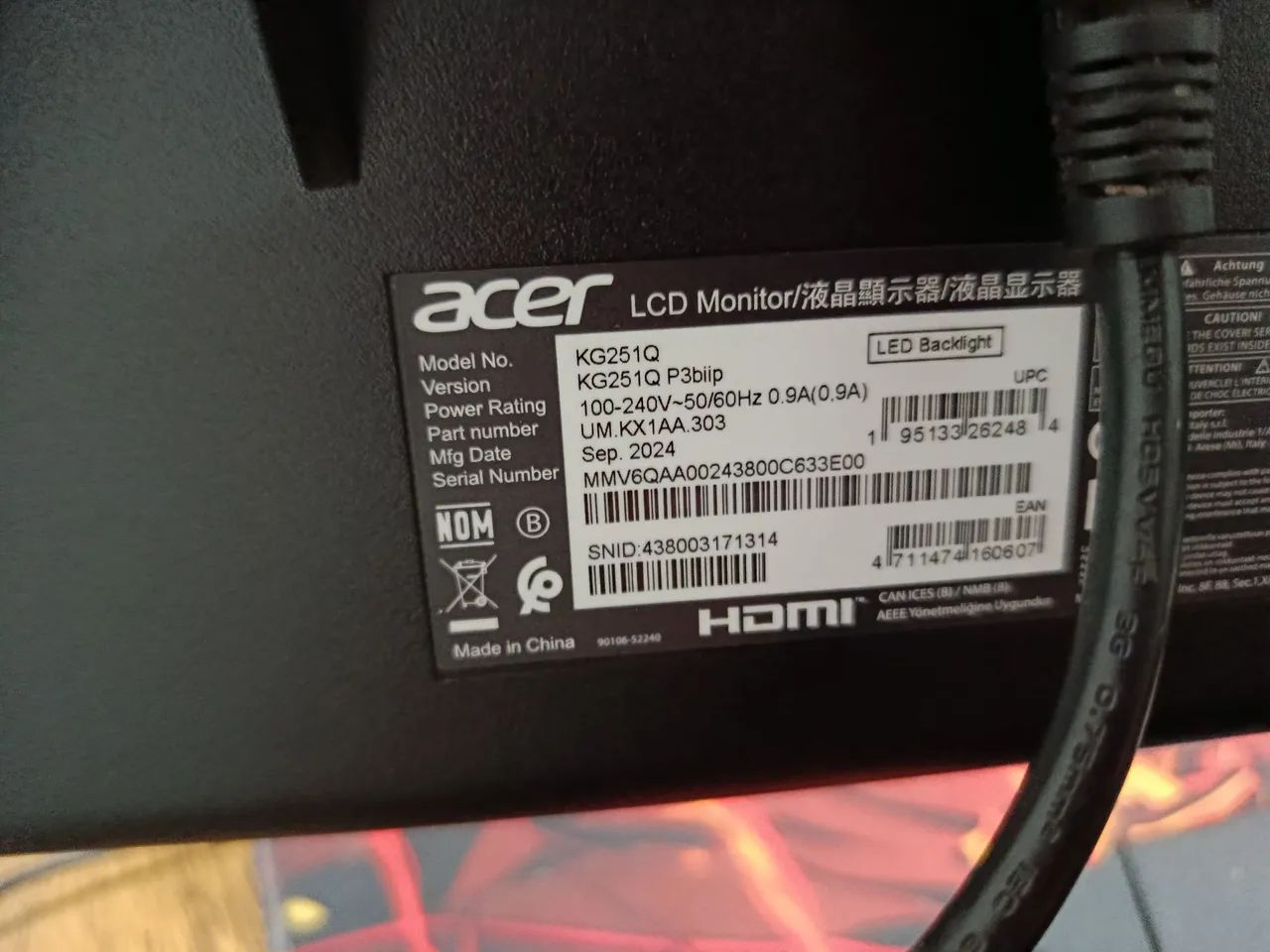 Monitor Acer Nitro 180hz 0.5ms 24.5''  - Foto 5