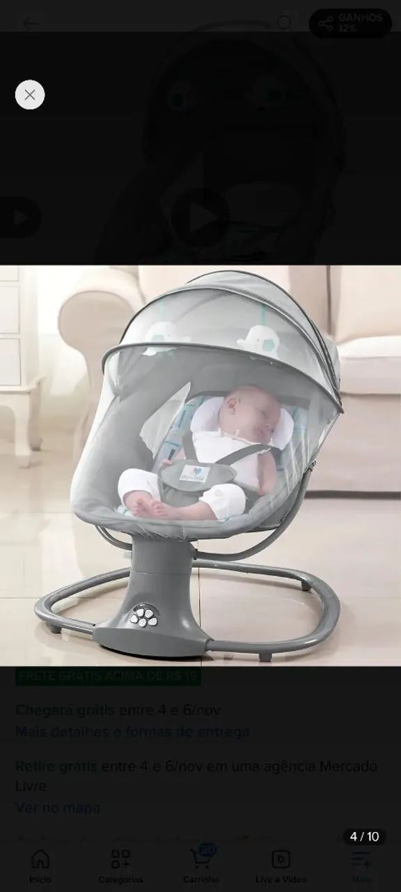 Cadeirinha de balanço bebê automática ,mastela com bluetooth 