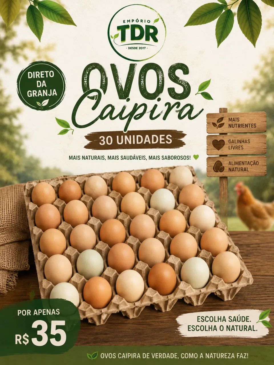Ovos caipira direto da granja