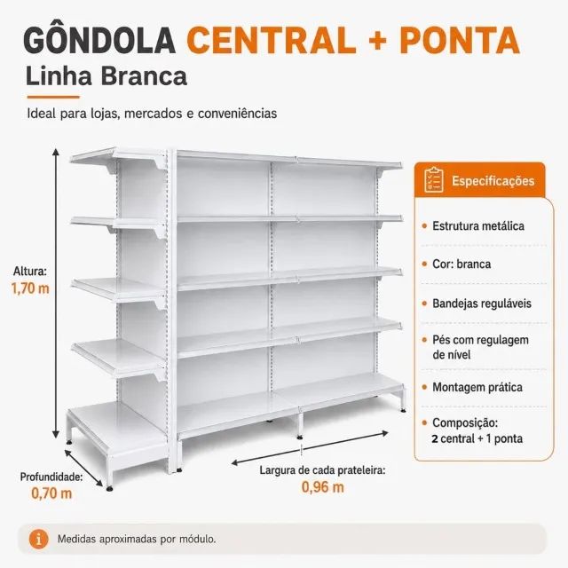 Prateleiras Gondôla Inox Supermercado - Foto 2