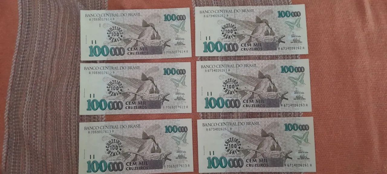 Lote de seis cédulas de cem mil cruzeiros - Foto 2