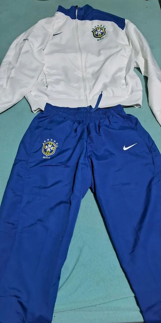Conjunto casaco e calça Nike Seleção brasileira azul e branco tamanho P