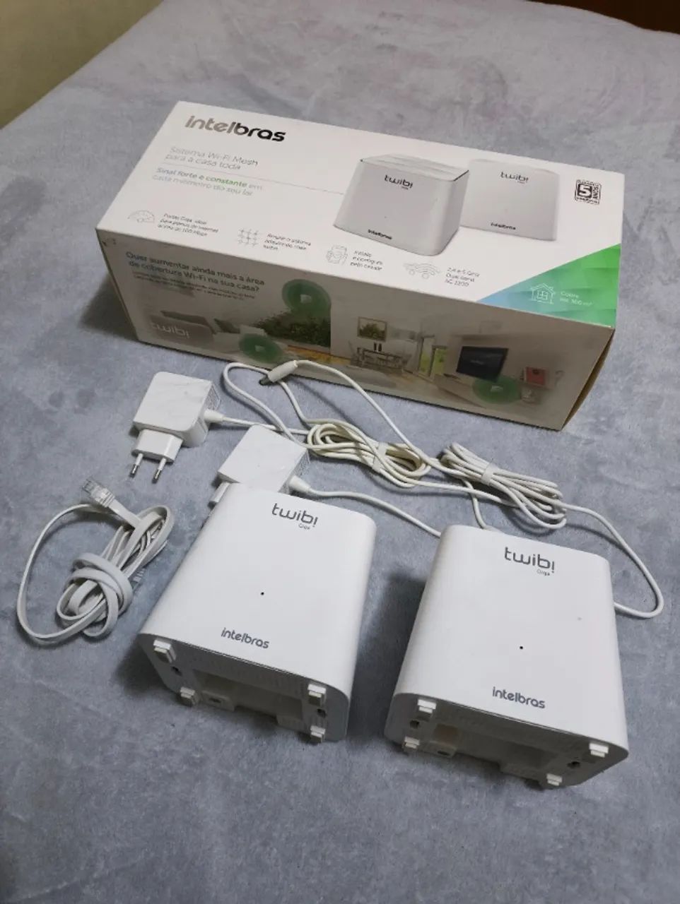 Par Roteador Mesh Intelbras Twibi Giga Wi-Fi Mesh AC1200 Dual Band