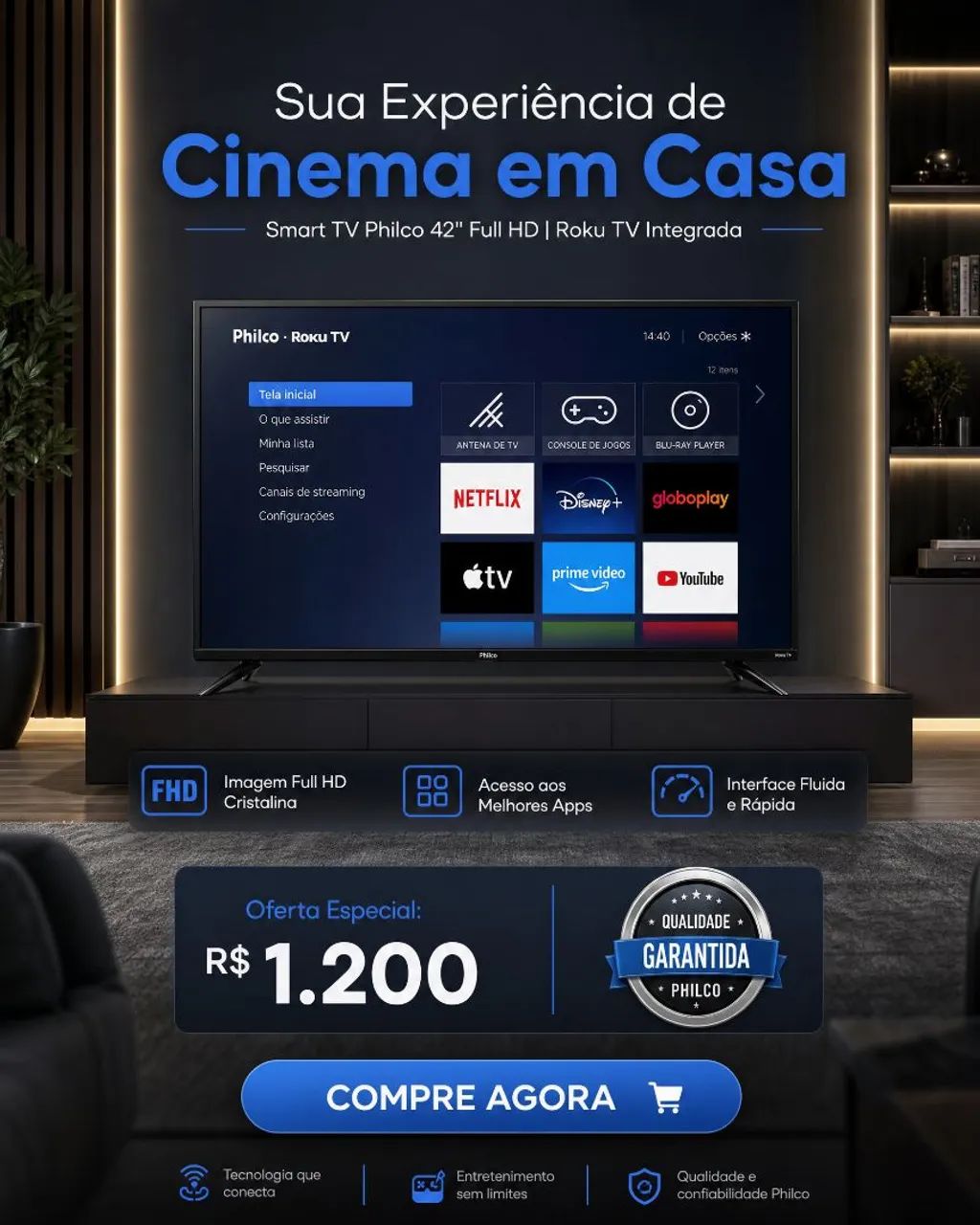 Smart TV Philco 42" Led Full HD