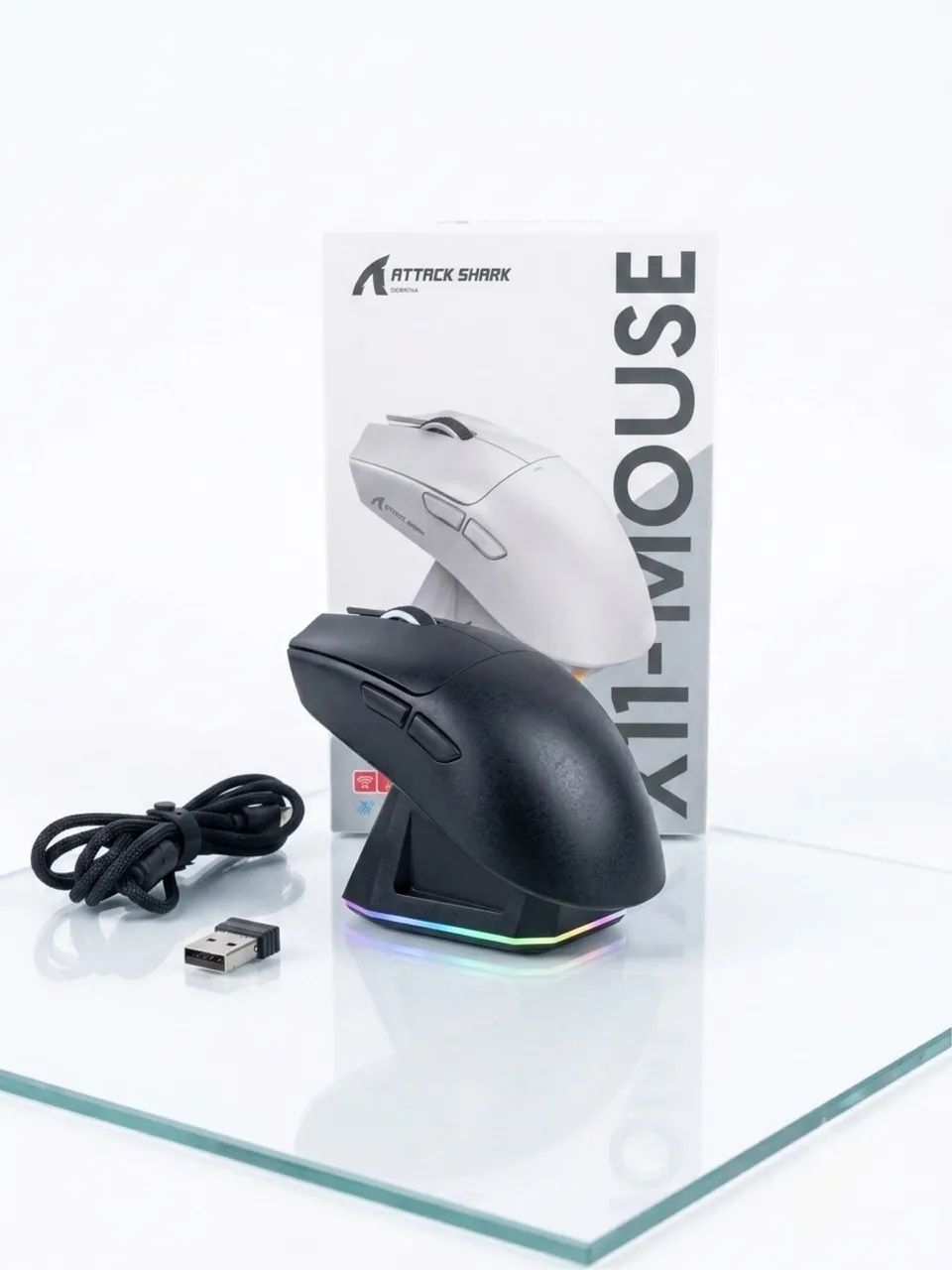 Mouse Gamer Attack Shark X11 Wireless Tri-mode Com Dock Rgb
