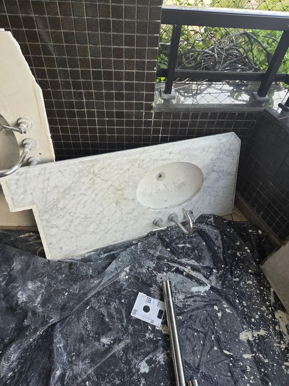 Bancada pia banheiro granito branco