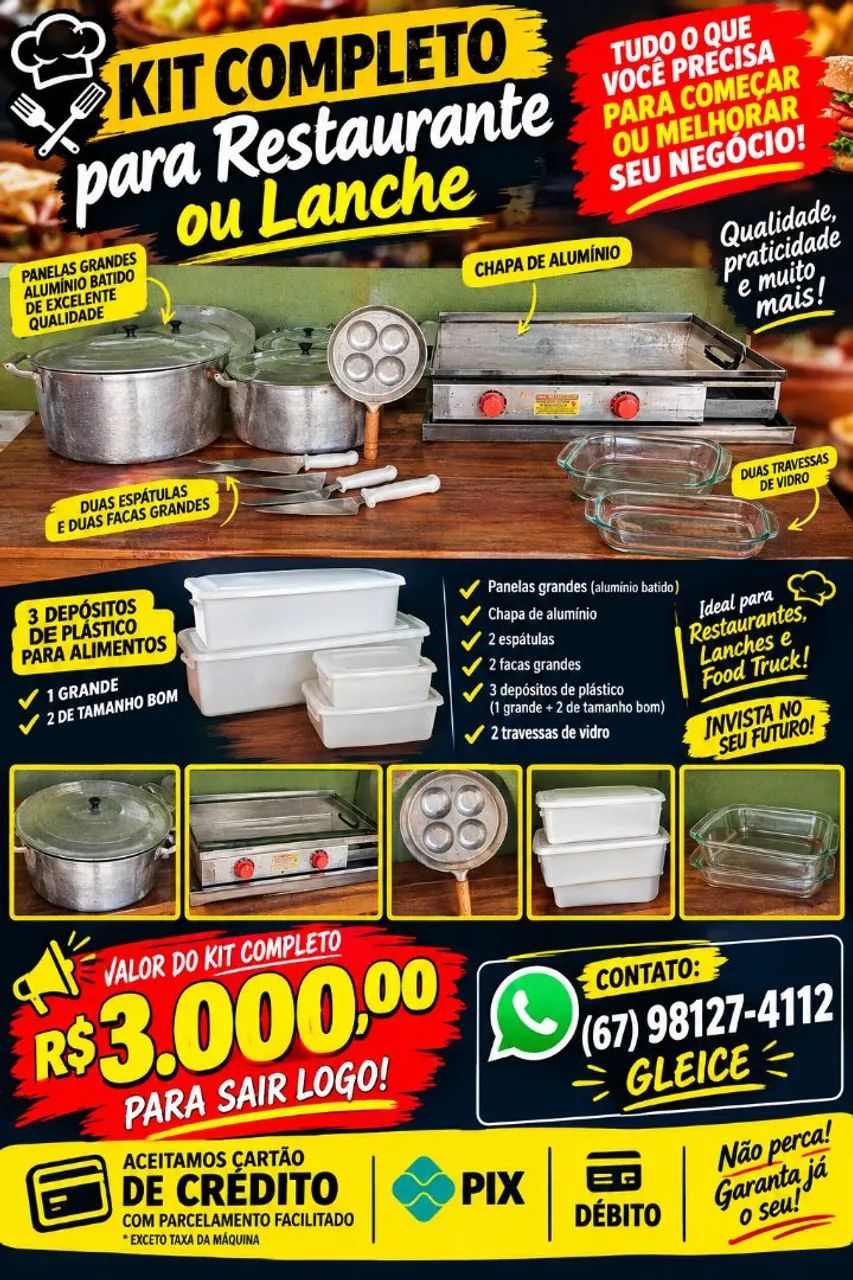 KIT PARA RESTAURANTE OU LANCHONETE 