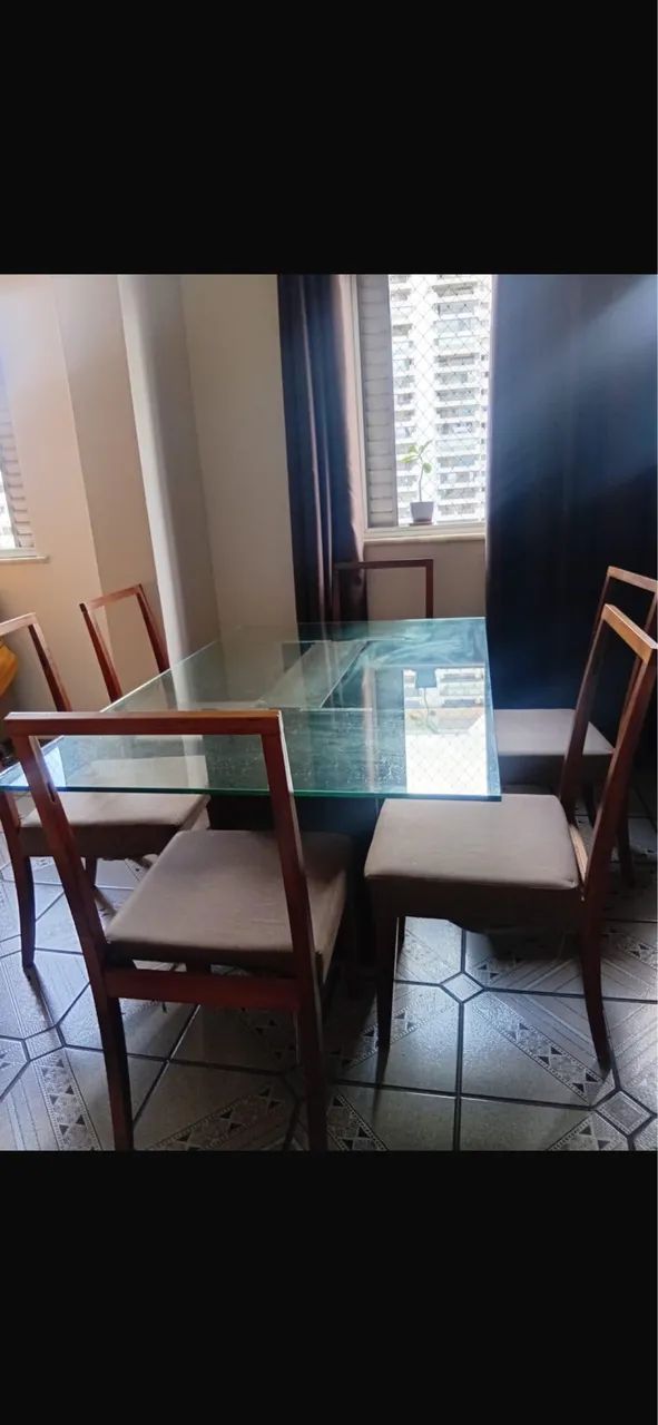 Mesa 6 lugares vidro temperado