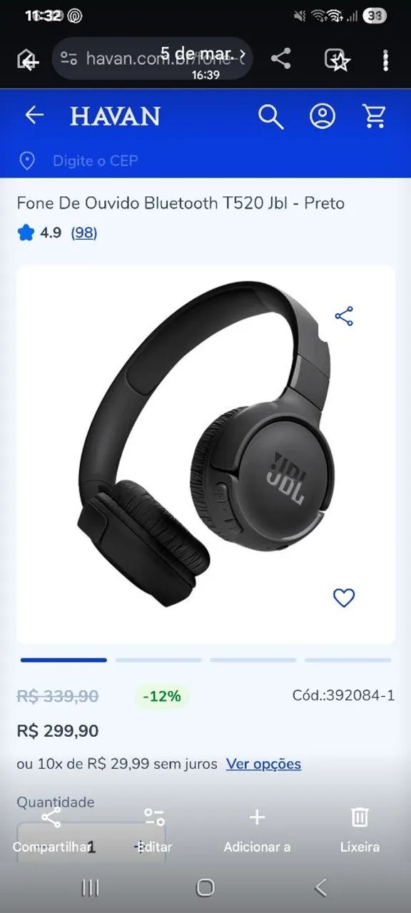Fone JBL ORIGINAL - Foto 3