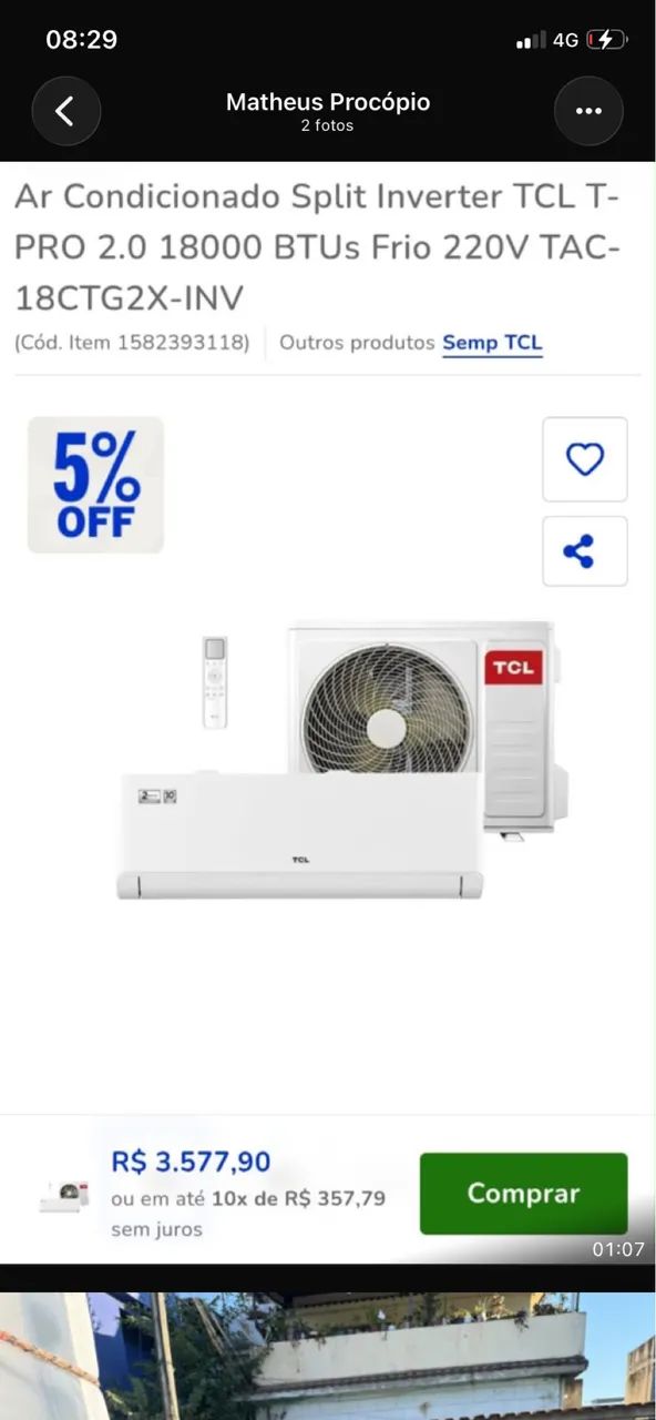Ar condicionado 18 mil Btu  - Foto 2