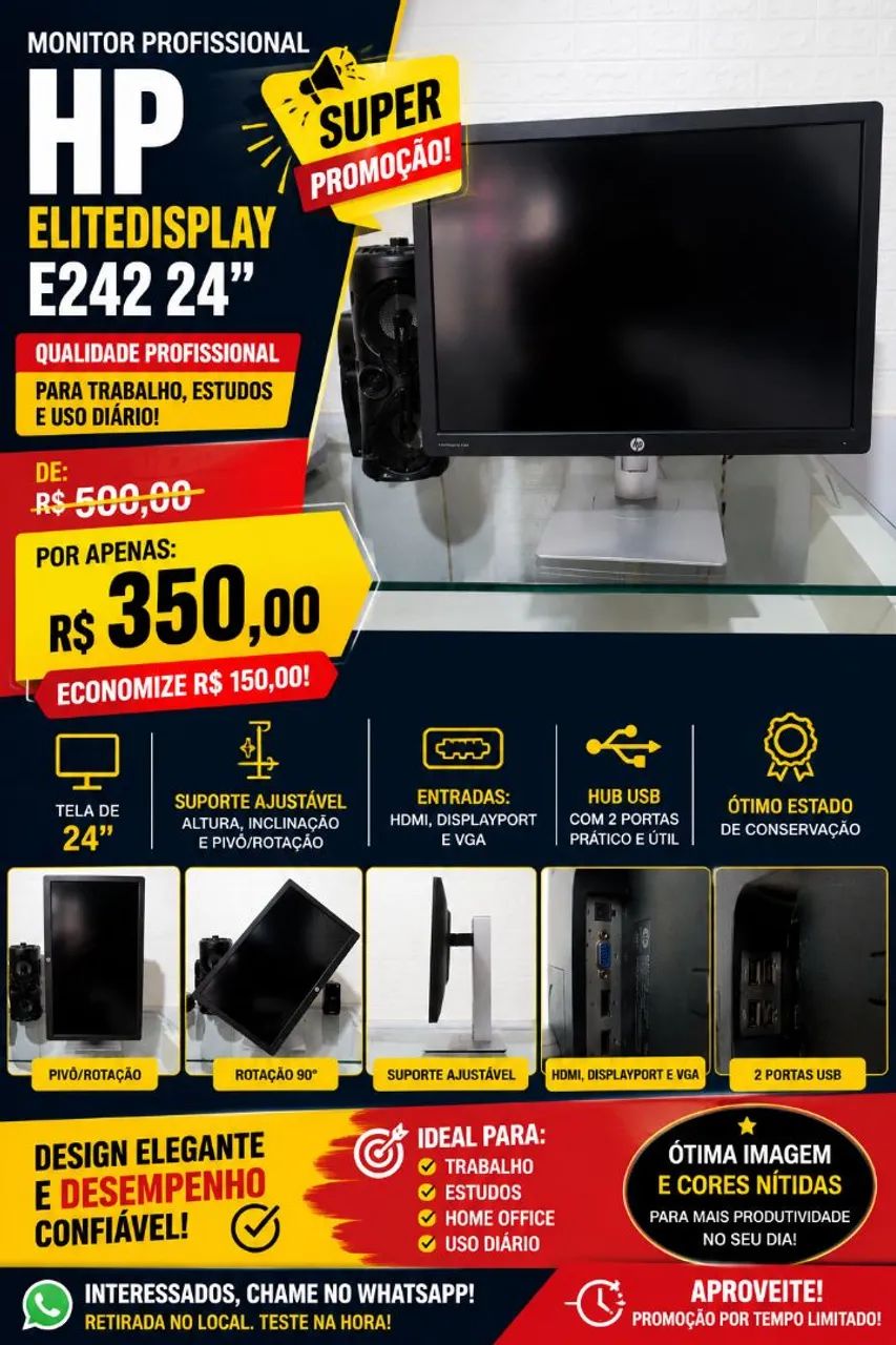 Monitor com base giratória 24 polegadas funcionando perfeitamente 