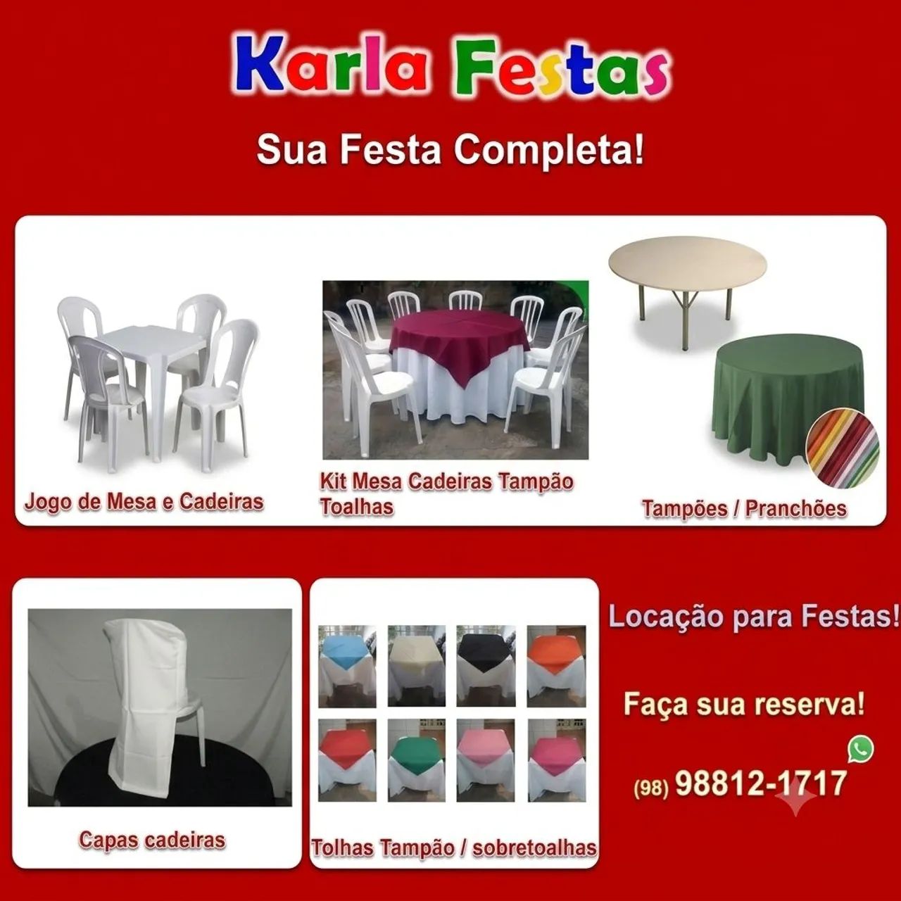 Locação de mesas e cadeiras para sua festa