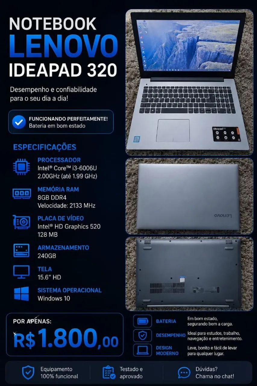 Notebook Lenovo i3 6006U