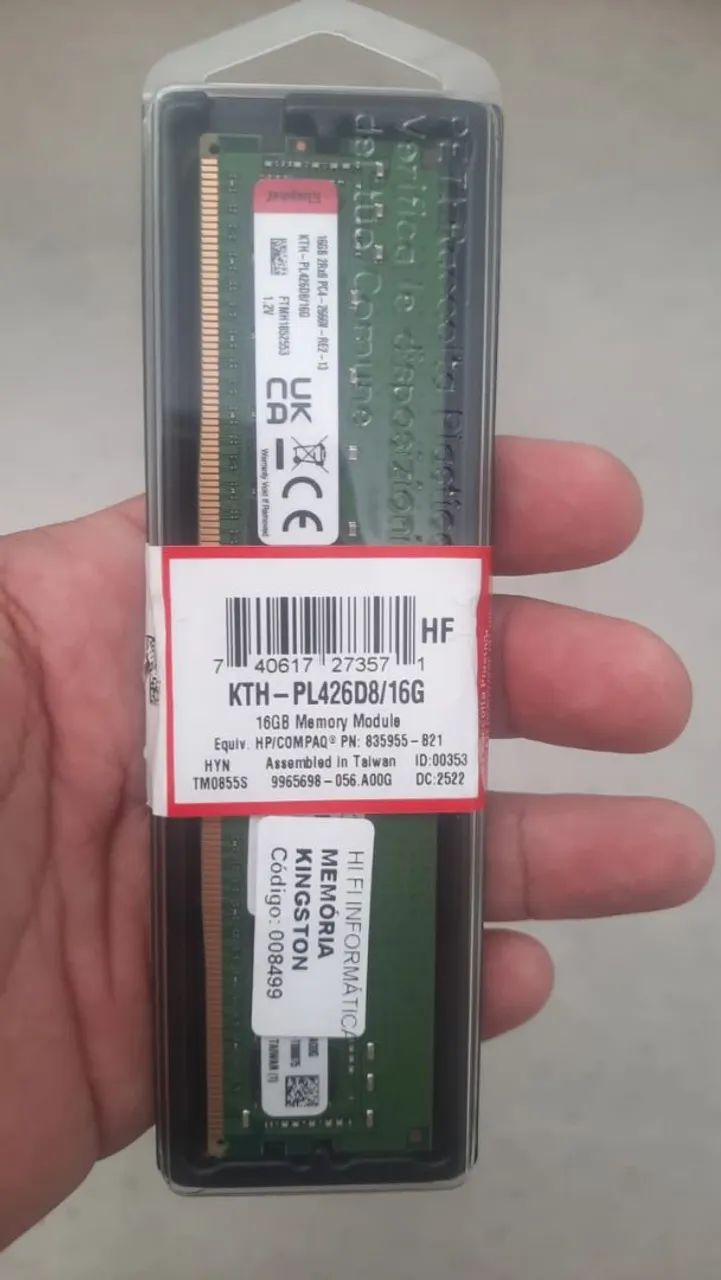 MEMORIA RAM DDR4 KTH-PL426D8/16G