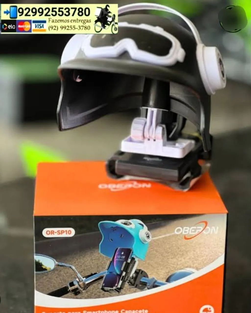 SUPORTE PARA SMARTPHONE CAPACETE PRA PROTEÇÃO CHUVA/SOL