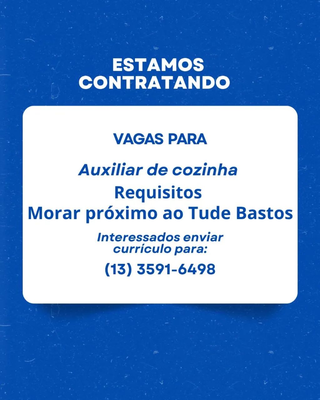 Vaga para auxiliar de cozinha 