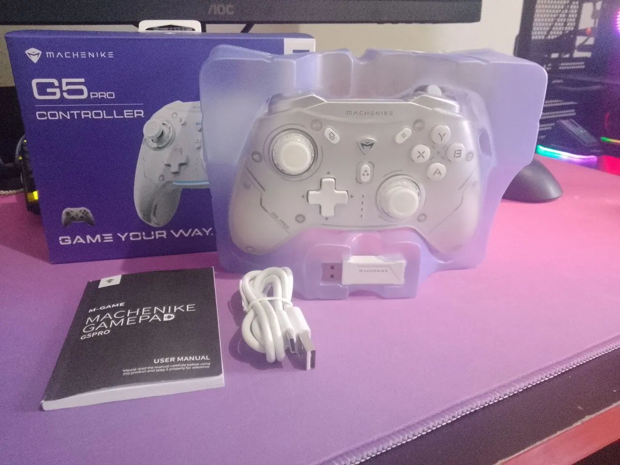 Controle Gamer compatível com Switch, Windows, ios, Android Machinike G5 Pro Branco - Foto 3
