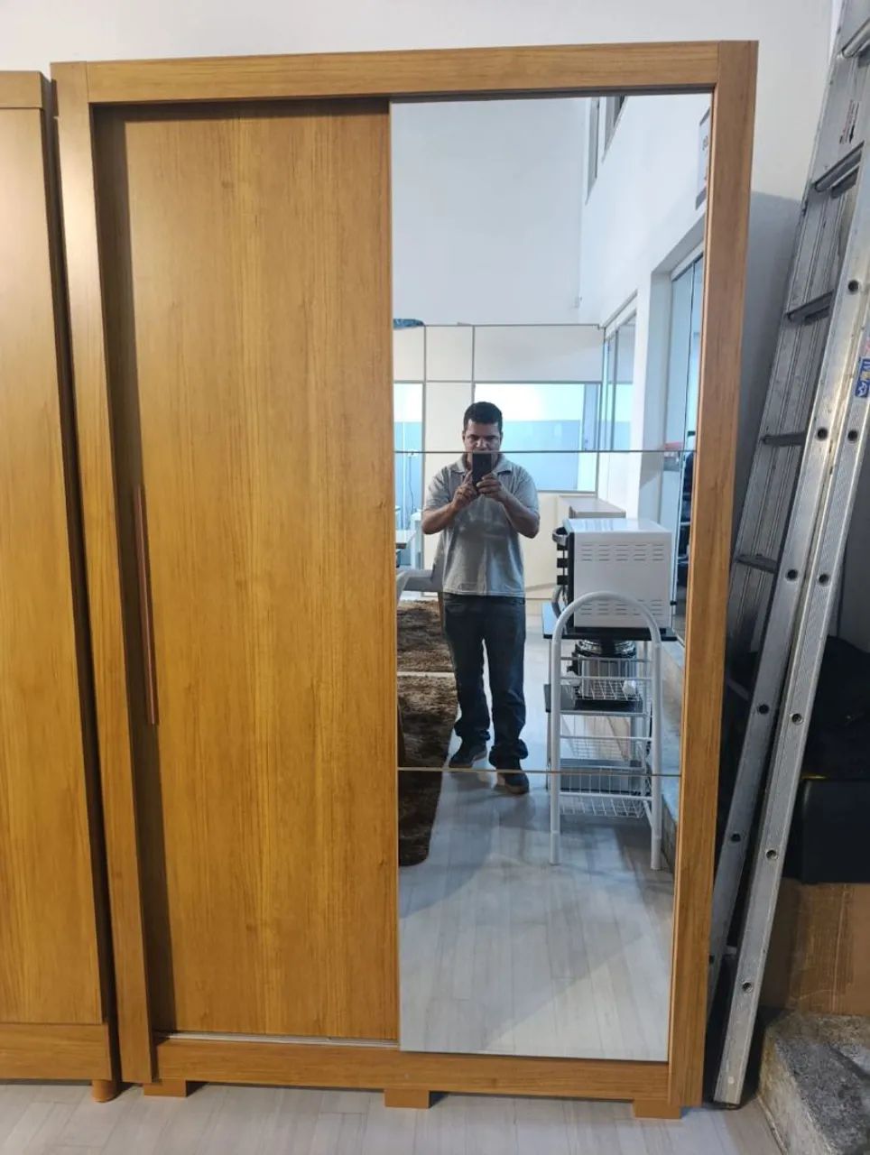 Guarda roupas solteiro porta de espelho dicasabh