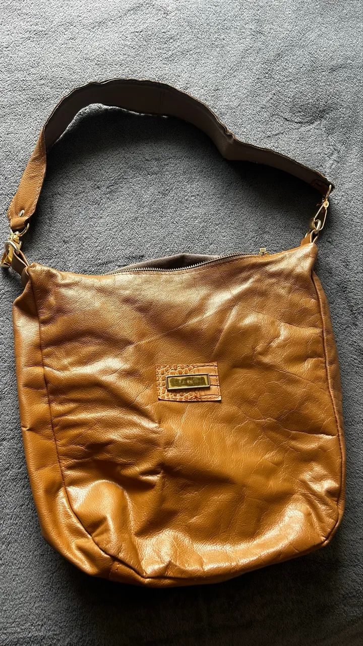 Bolsa em couro cor caramelo  - Foto 4