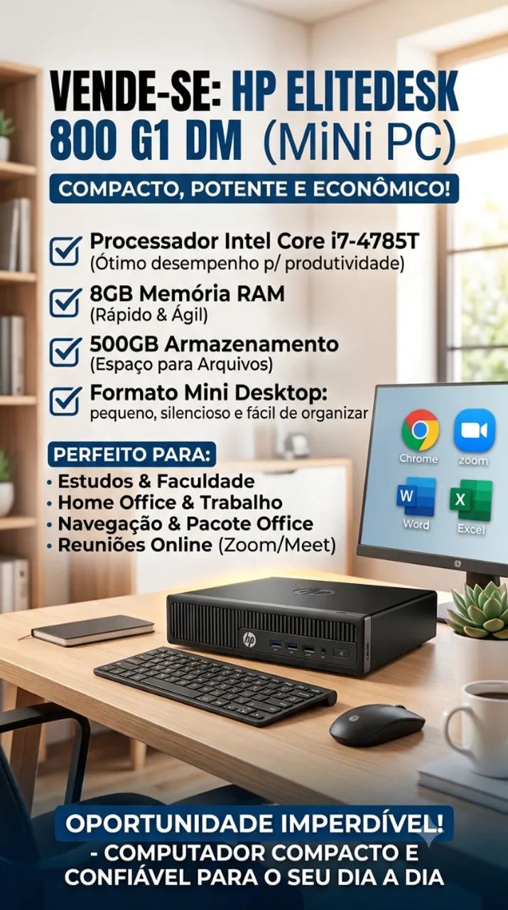 MINI PC HP ELITEDESK 800 G1 DM - COMPACTO, POTENTE E ECONÔMICO!  - Foto 4