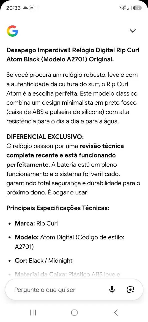 RELÓGIO DIGITAL RIP CURL ATOM BLACK MODELO A2701 ORIGINAL TENHO DOIS  - Foto 5