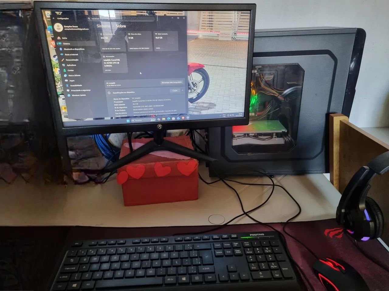 VENDO PC GAMER COMPLETO PLACA DE VÍDEO RX580 8GB CM 9 MESES DE COMPRADA