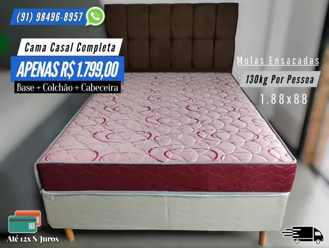 CAMA CASAL COMPLETA SÓ 1.799$ COM CABECEIRA 