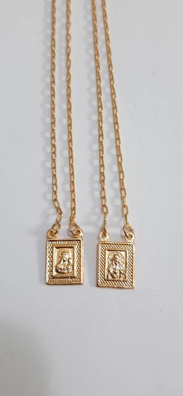 Escapulario catolico  banhado a ouro 18k ca - Foto 5