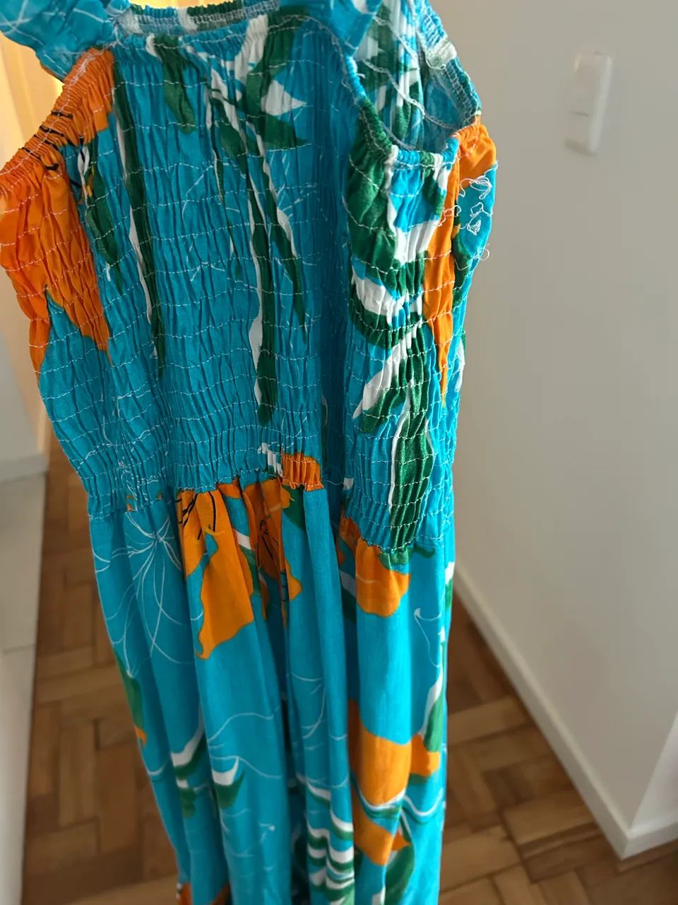 Vestido longo azul e laranja P - Foto 3