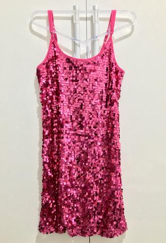 vestido rosa paete