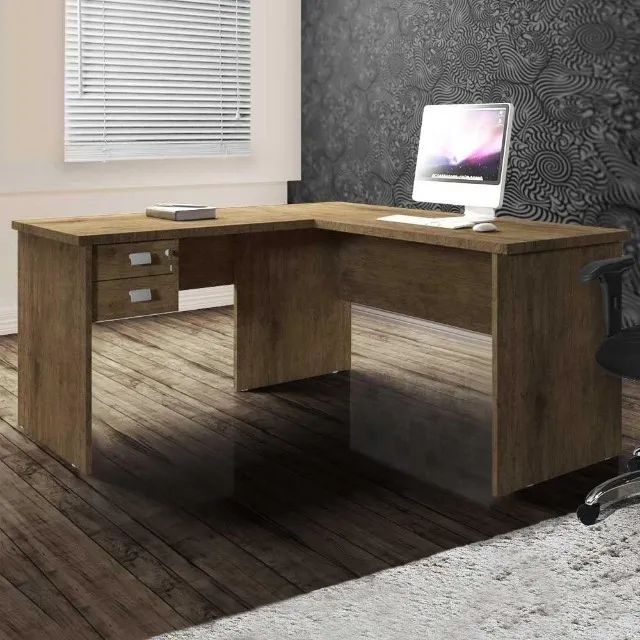 Escrivaninha Taurus em L Marrom Até 12x - Frete Grátis - Foto 2