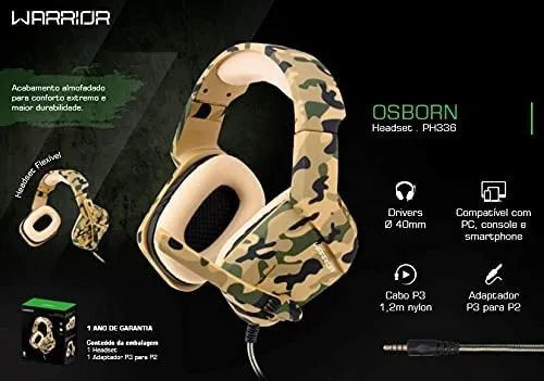 Headset Gamer Warrior Straton, LeD Branco, Cabo Usb Drivers 50mm -  Videogames - Castanheira, Porto Velho 1256642589