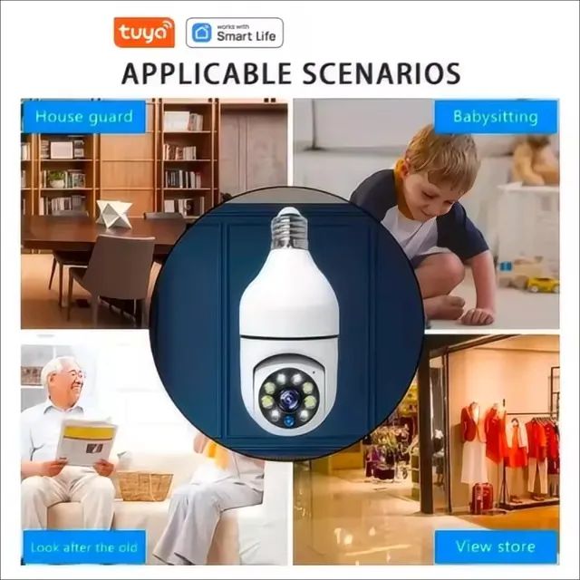 Câmera Lâmpada Wifi Tuya, Segurança Residencial,  Baba Eletrônica - Foto 3