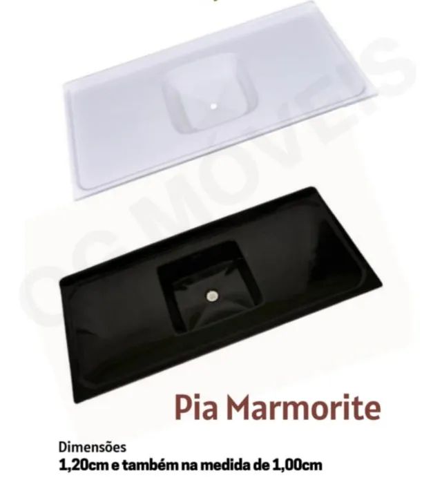 Pia Marmorite 1,20cm cores preto Granito ou Branco Granito