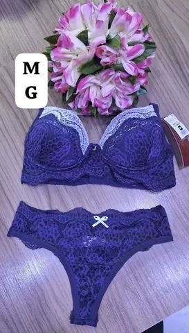 Conjunto lingerie calcinha e sutiã com bojo e renda  - Foto 3