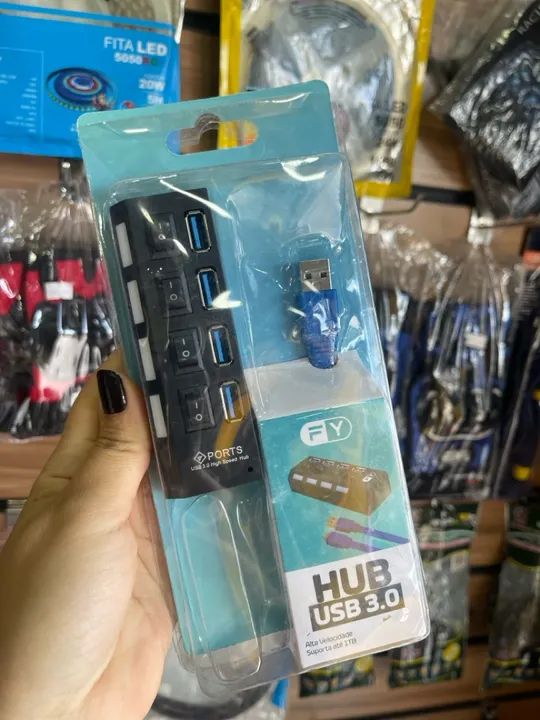 Hub USB 3.0 4 Portas com LED - Alta Velocidade