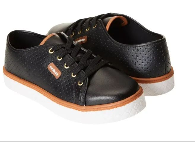 Tênis Feminino Casual Com Microperfuros Preto Moleca - Foto 2