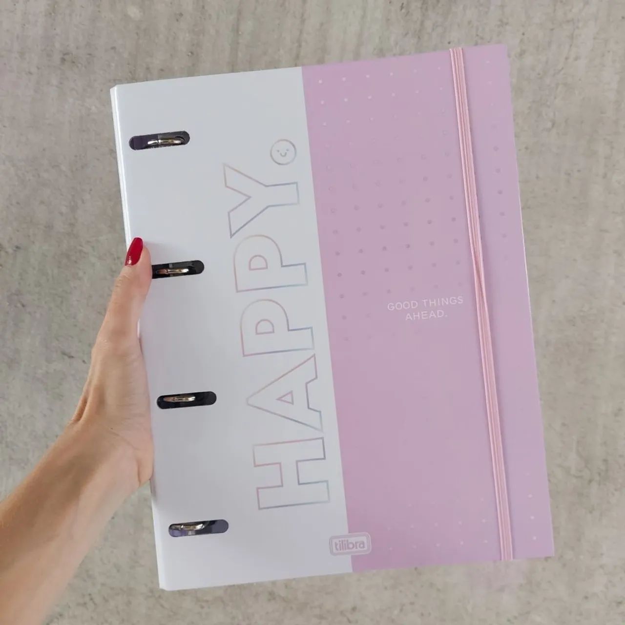 Capa e Contracapa Argolada Cartonada com Elástico Happy
