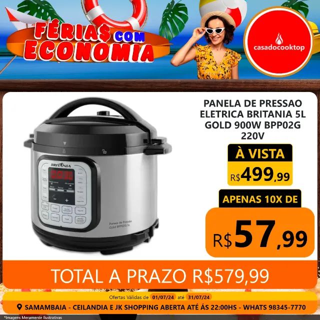 Panela de pressao eletrica britania 5l gold 900w bpp02g 220v