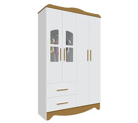Roupeiro Lisi 4 Portas, 100% MDF - Peroba
