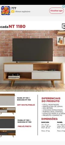 Rack para 60 polegadas retro rustico off-white  - Foto 3