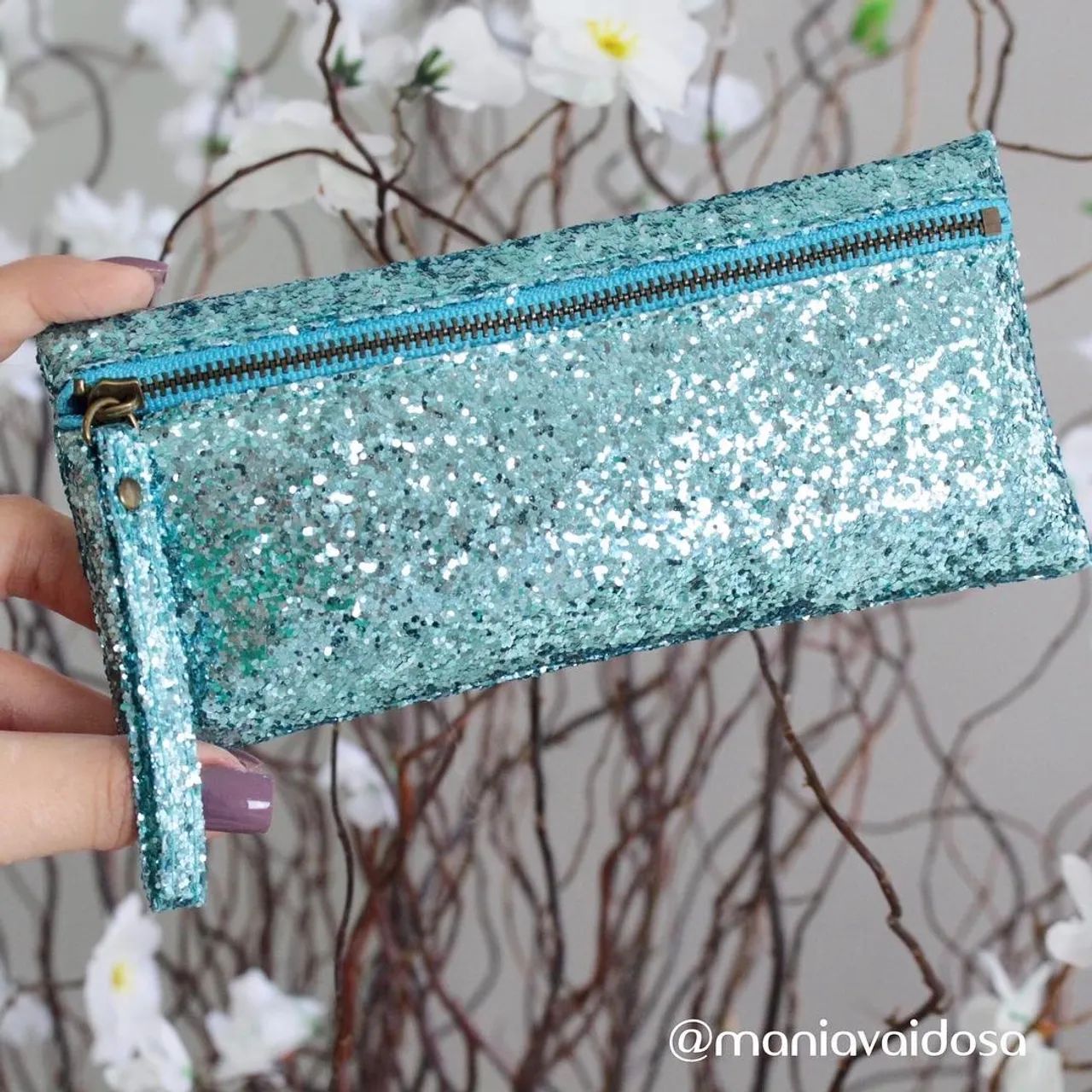 Kit de Pincel para Maquiagem com Glitter Azul - Foto 4